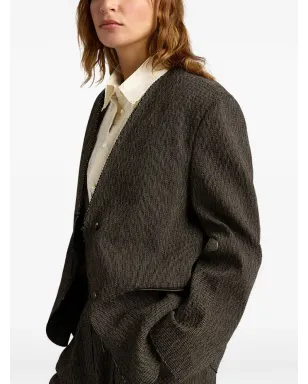 Momoni Mary micro-pinstripe jacket - Brown - サムネイル4