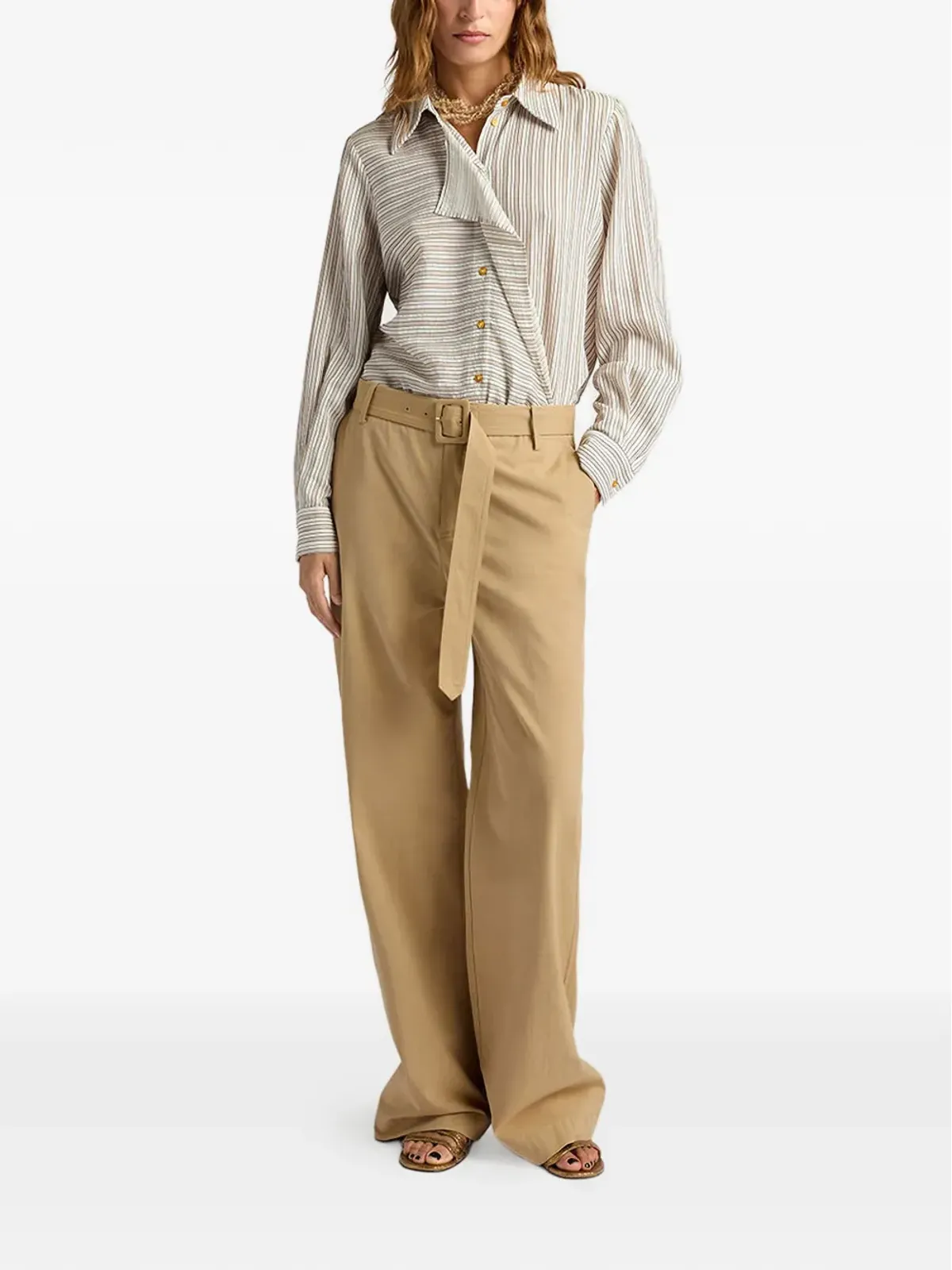 Momoni belted straight leg trousers - Neutrals - 画像2