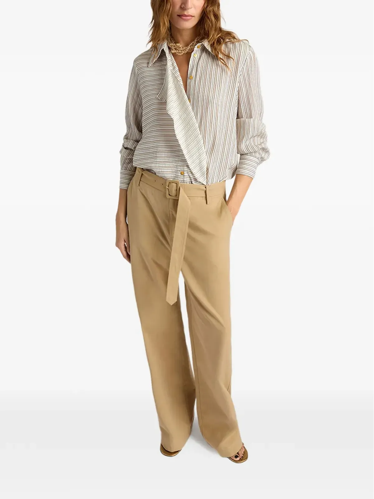 Momoni belted straight leg trousers - Neutrals - 画像3