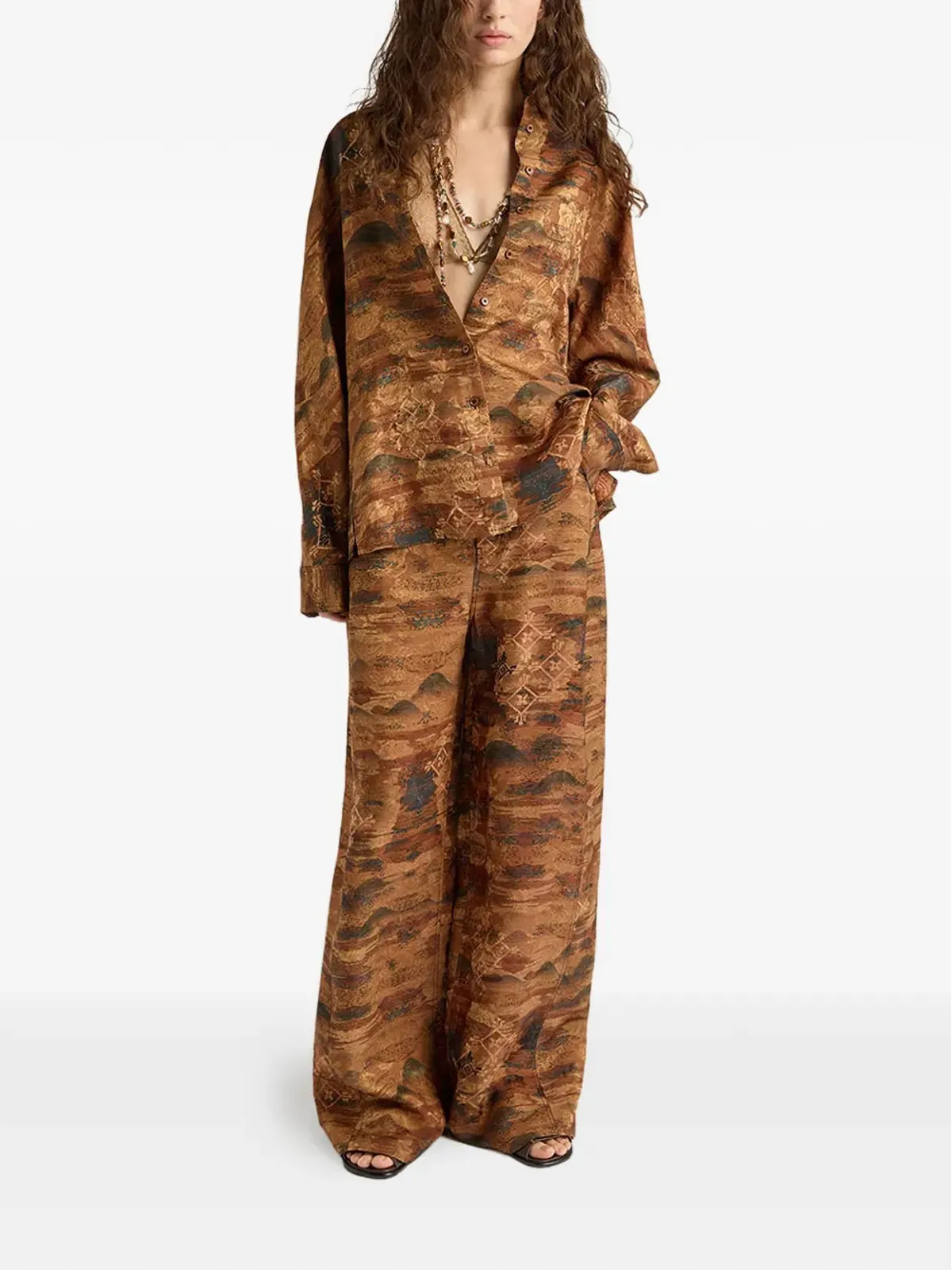 Momoni Aguila printed jacquard flared trousers - 画像2
