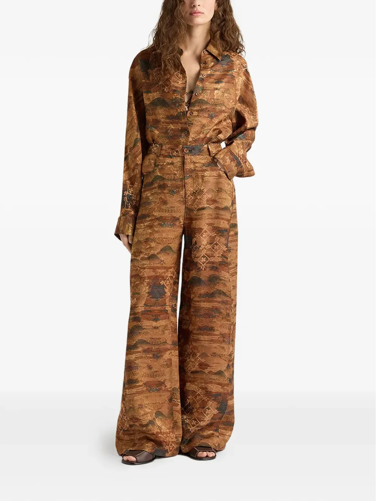 Momoni Aguila printed jacquard flared trousers - 画像3