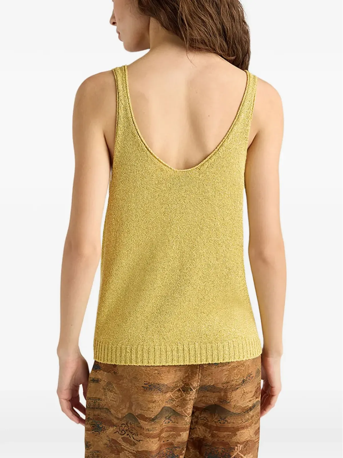 Momoni David ribbed plain knit tank top - Gold - 画像5