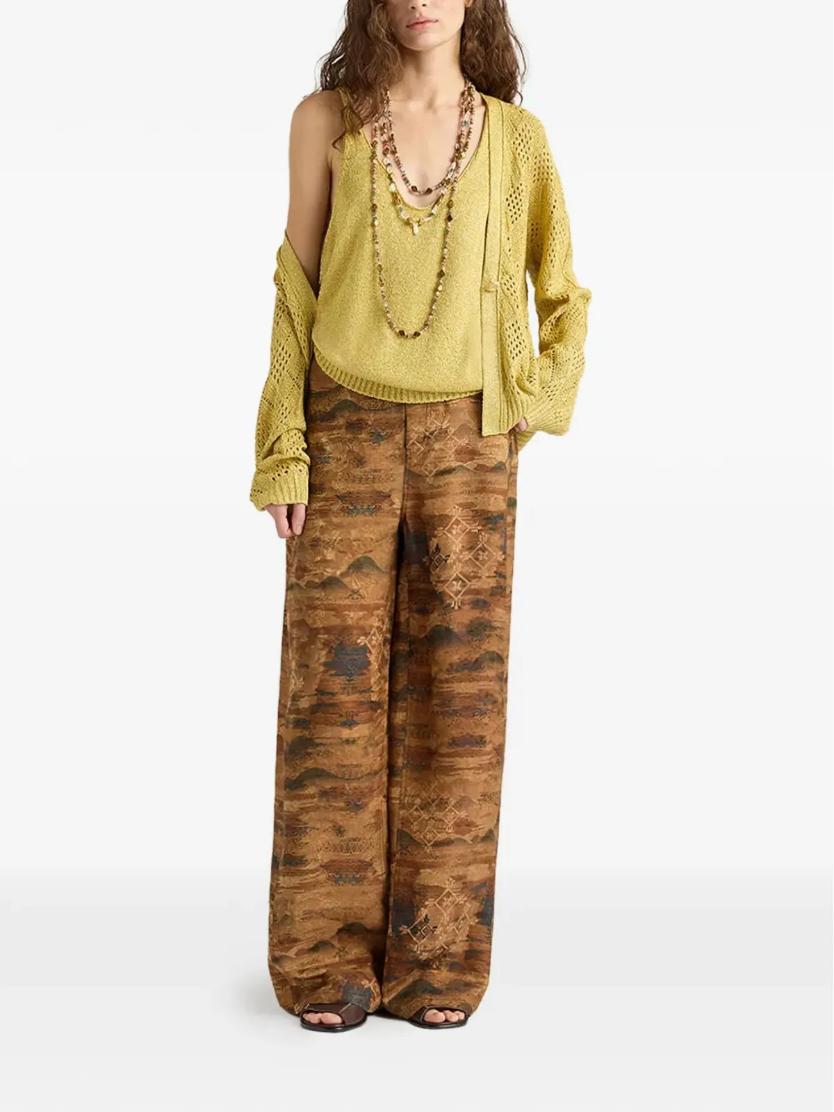 Momoni David ribbed plain knit tank top - Gold - 画像2