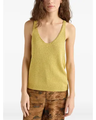Momoni David ribbed plain knit tank top - Gold - サムネイル3