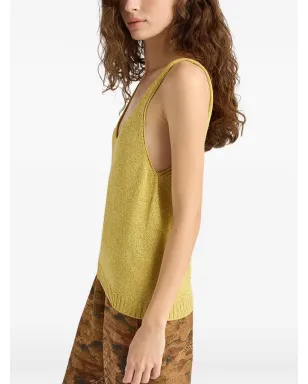 Momoni David ribbed plain knit tank top - Gold - サムネイル4