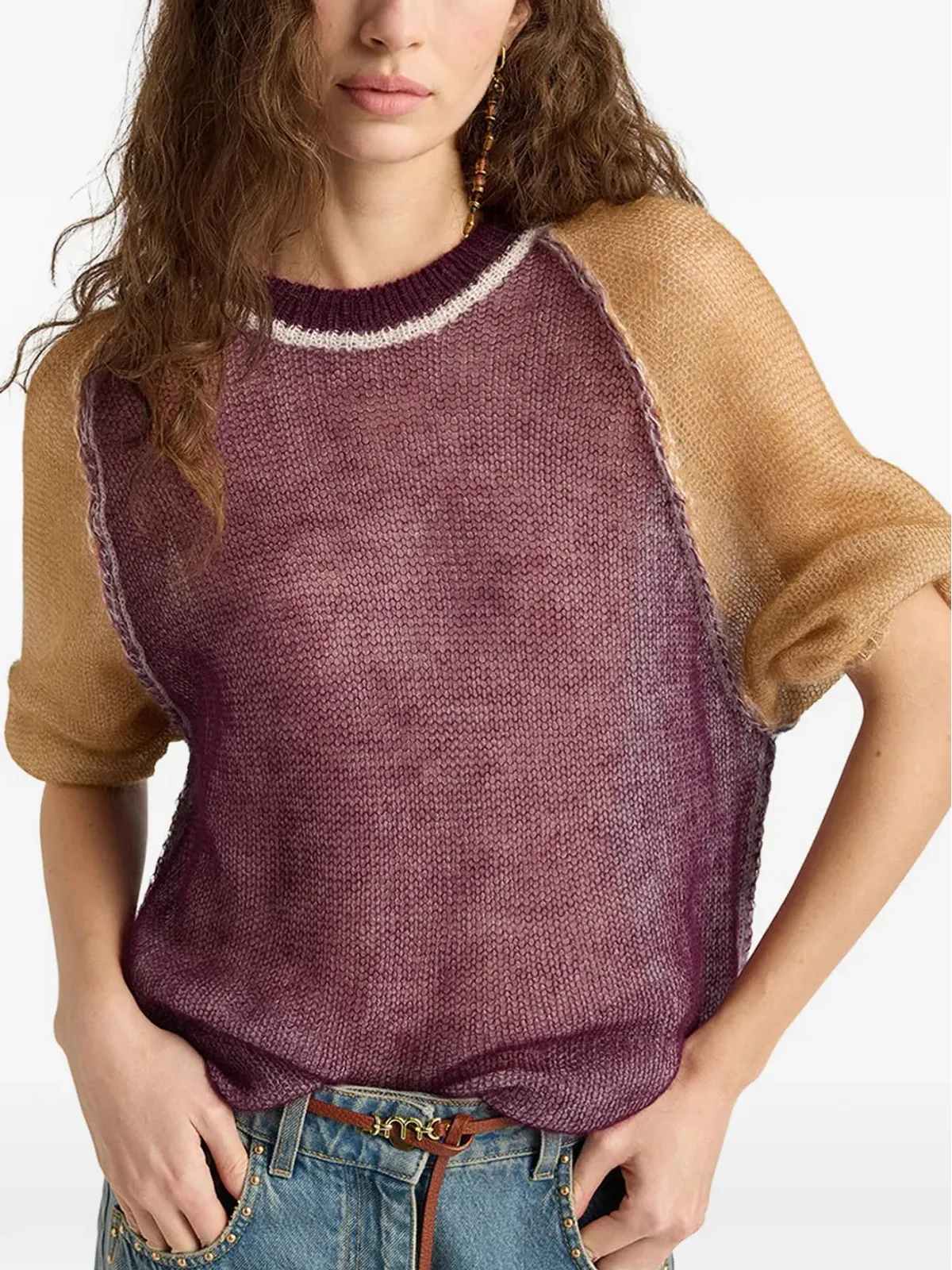 Momoni Maria colour-block raglan-sleeve sweater - Purple - 画像5