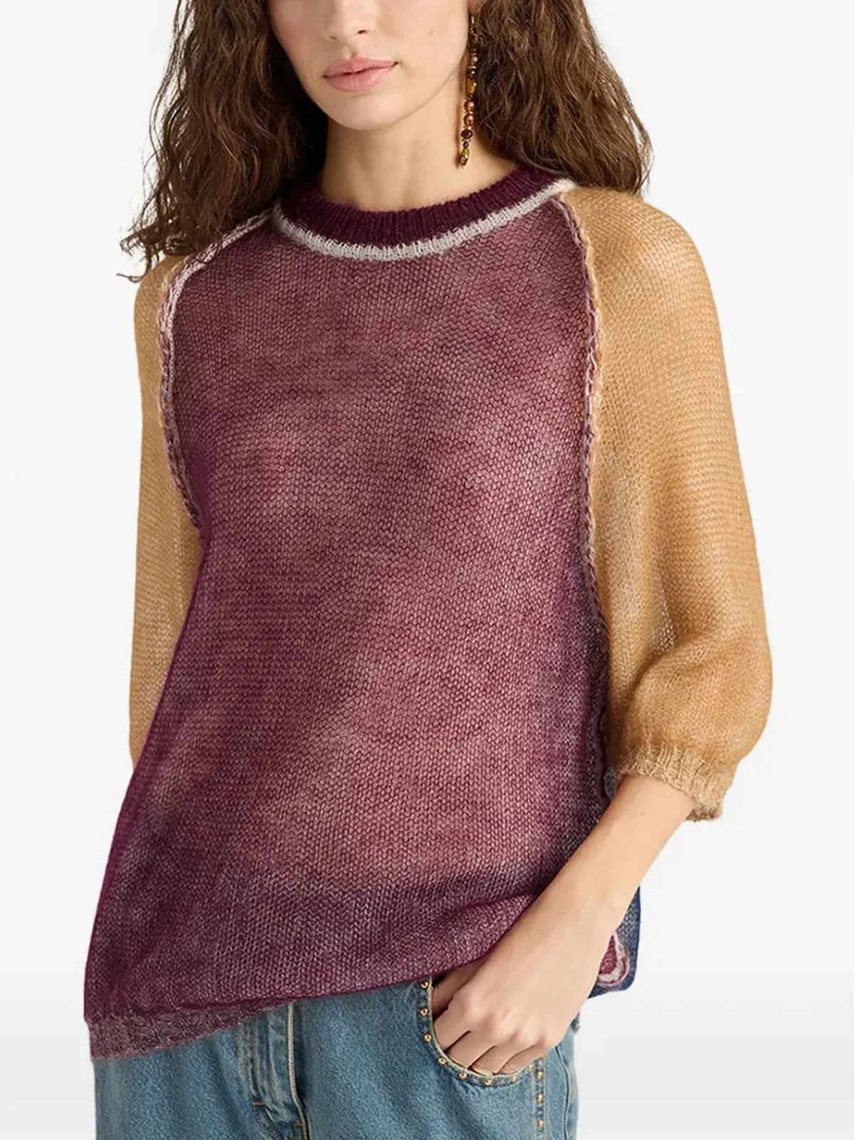 Momoni Maria colour-block raglan-sleeve sweater - Purple - 画像3