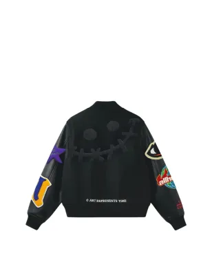 ALL HUMAN グラフィックパッチド レザー袖ジャケット - サムネイル2