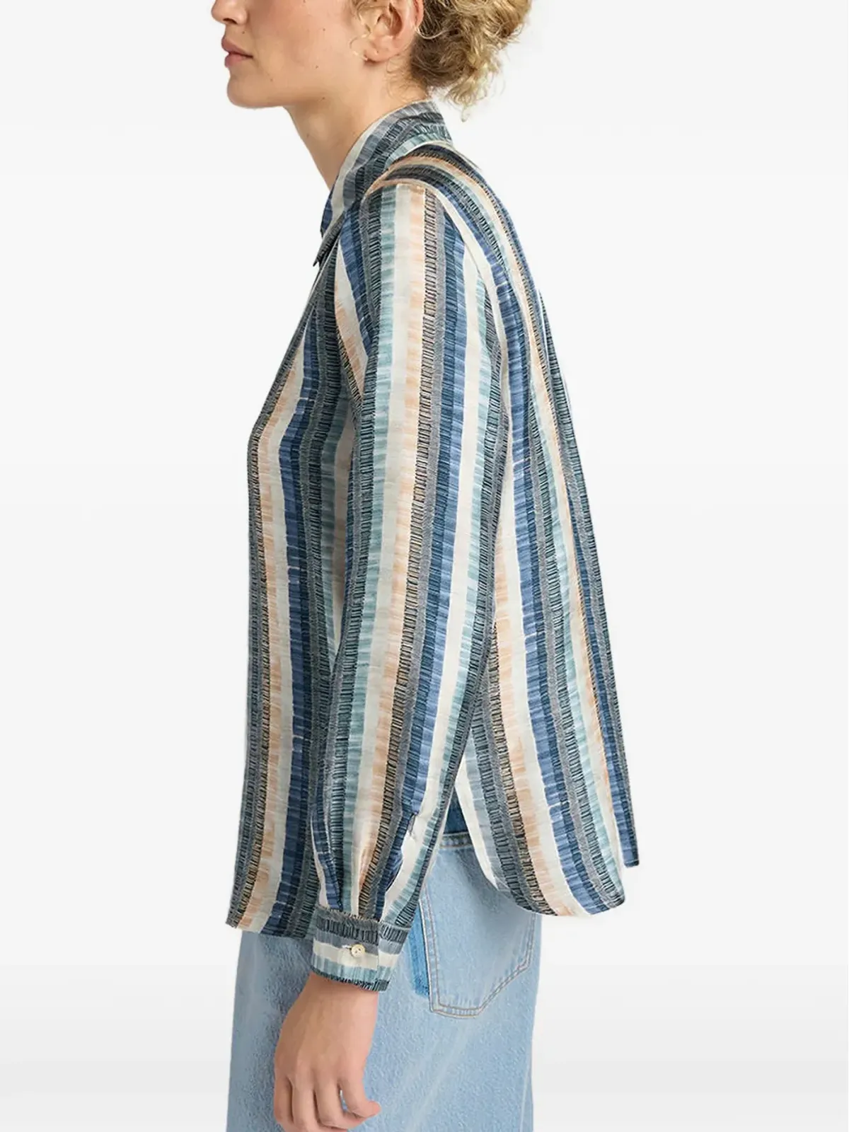 Momoni collared printed shirt - Blue - 画像5