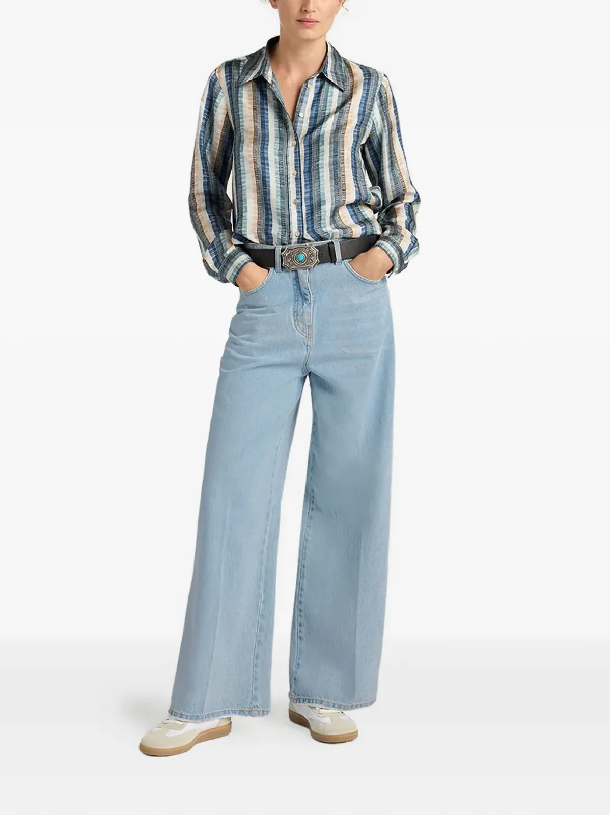 Momoni collared printed shirt - Blue - 画像2