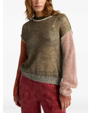 Momoni アルマ カラーブロック リブ編みセーター - グリーン - サムネイル3