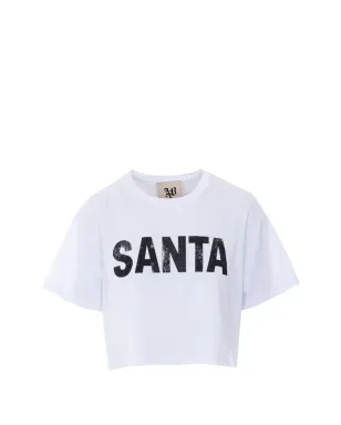 Aniye By サンタプリント入りクロップドTシャツ - ホワイト - サムネイル1