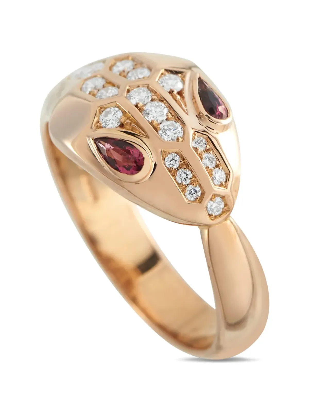 Bvlgari ビンテージ セルペンティ セドゥットリ ダイヤモンドとトルマリン リング - 画像2