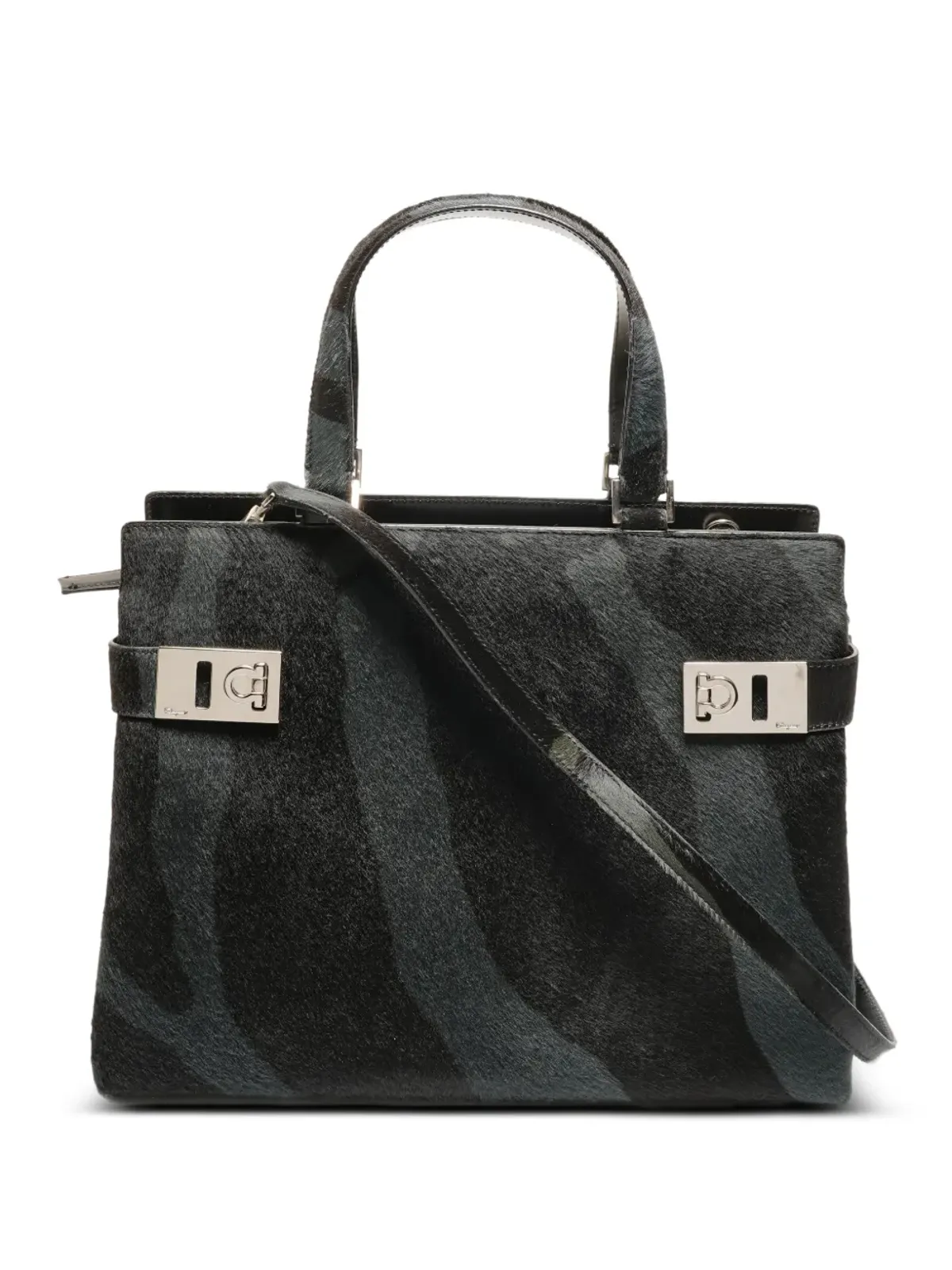 Ferragamo Pre-Owned ハラコ ゼブラ柄 トートバッグ - 画像1