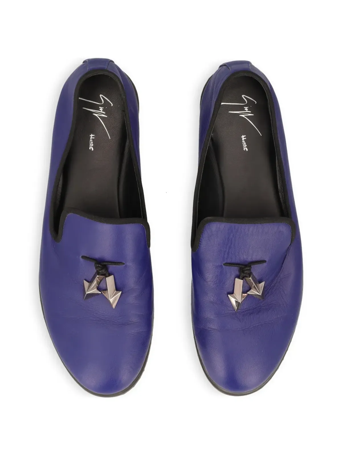 Giuseppe Zanotti Vintage 矢印チャーム付きレザー ローファー - ブルー - 画像4