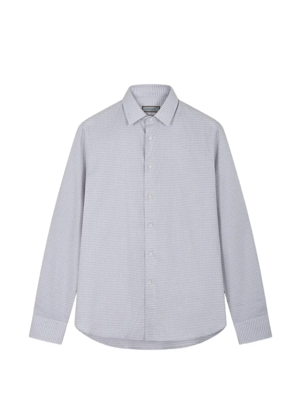 Canali パターン柄コットンシャツ ブルー - 画像1