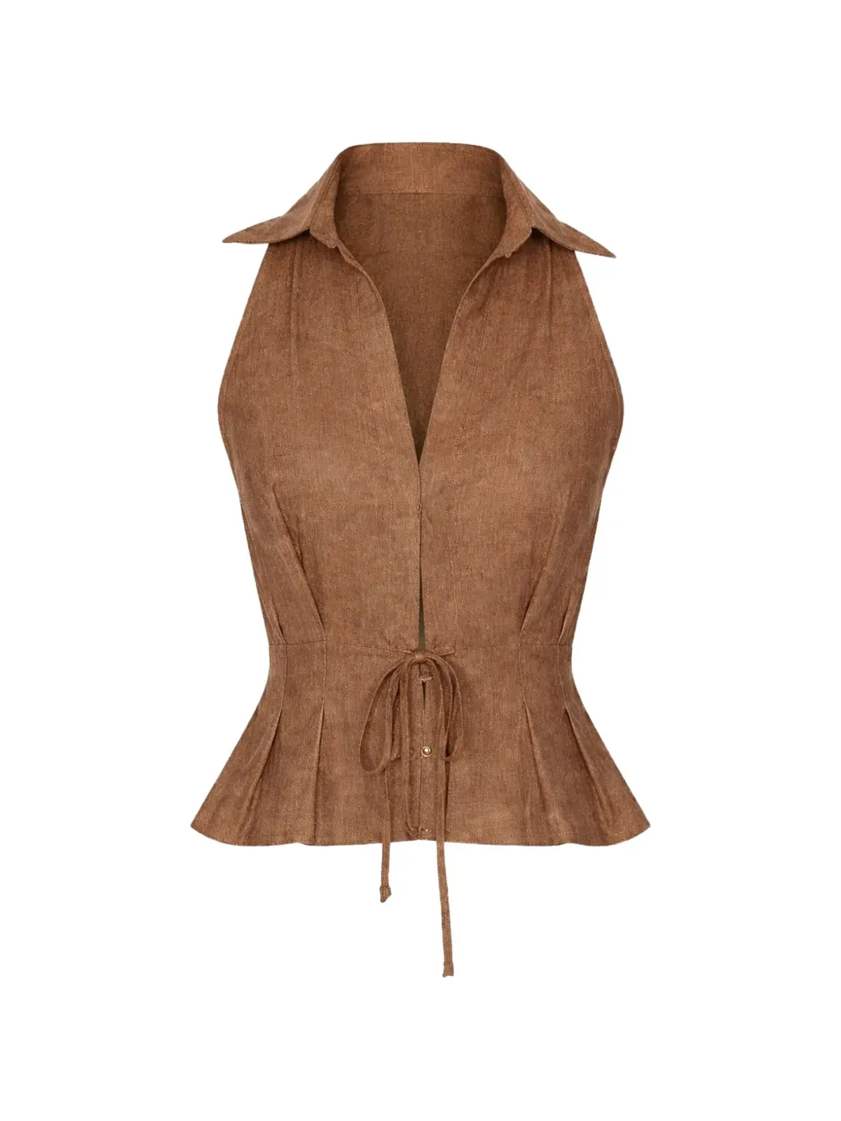 HEVRON Sloan collared vest - Brown - 画像1