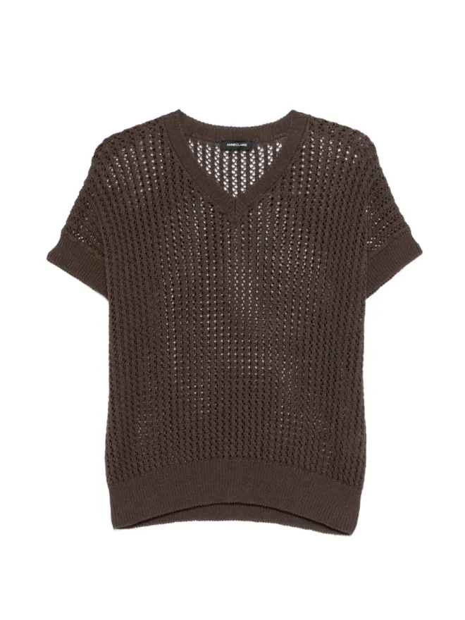 anne claire anne claire Vネック オープンニットジャケット ブラウンの商品画像