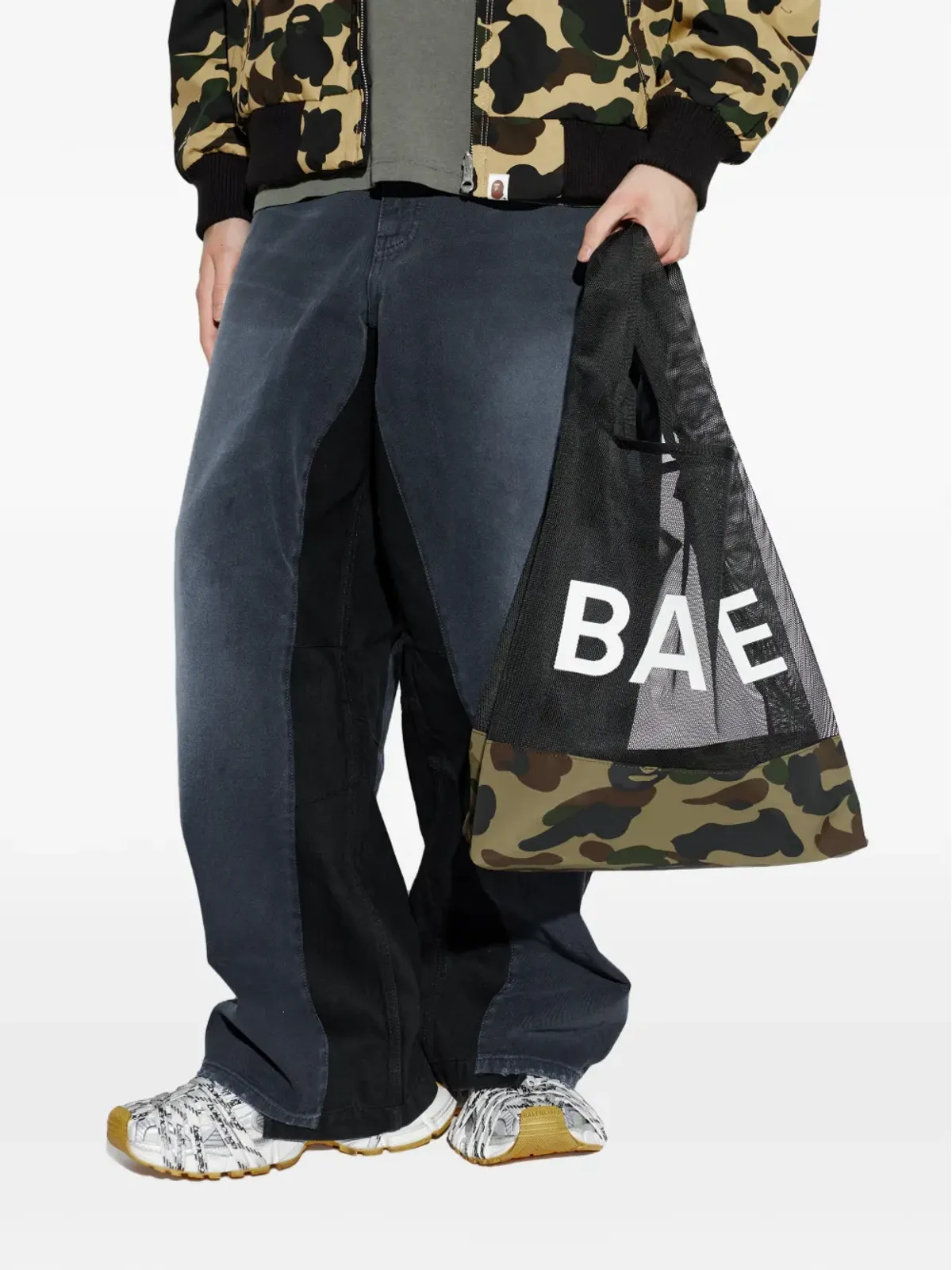 A BATHING APE® 1st カモフラージュ メッシュ トートバッグ - グリーン - 画像2