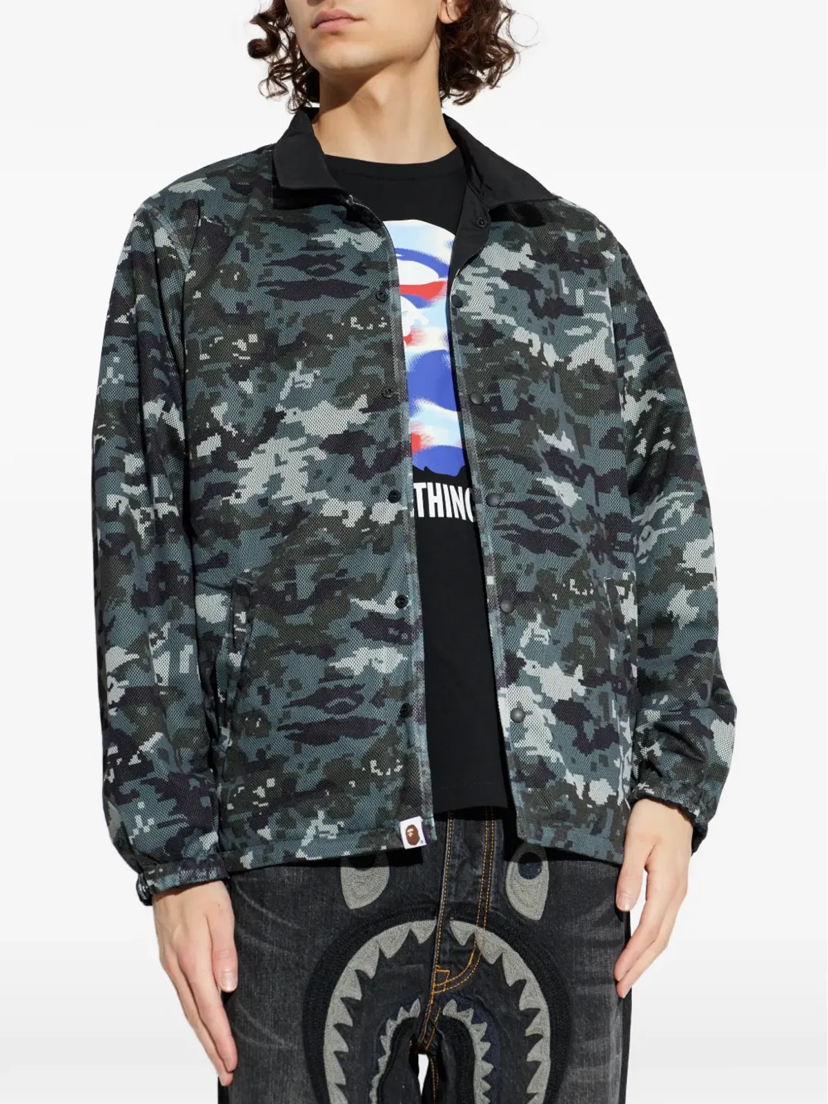 A BATHING APE® カモフラージュ柄リバーシブルジャケット ブラック - 画像3