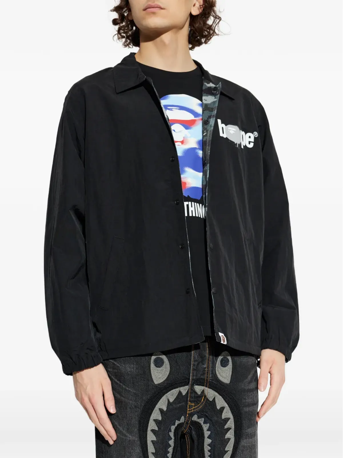 A BATHING APE® カモフラージュ柄リバーシブルジャケット ブラック - 画像4