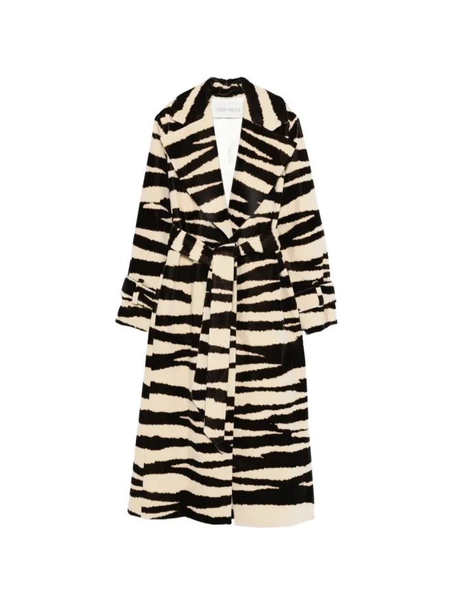 Nina Ricci Pre-Owned Nina Ricci Pre-Owned zebra-print belted coat - ゼブラ柄ベルト付きコートの商品画像