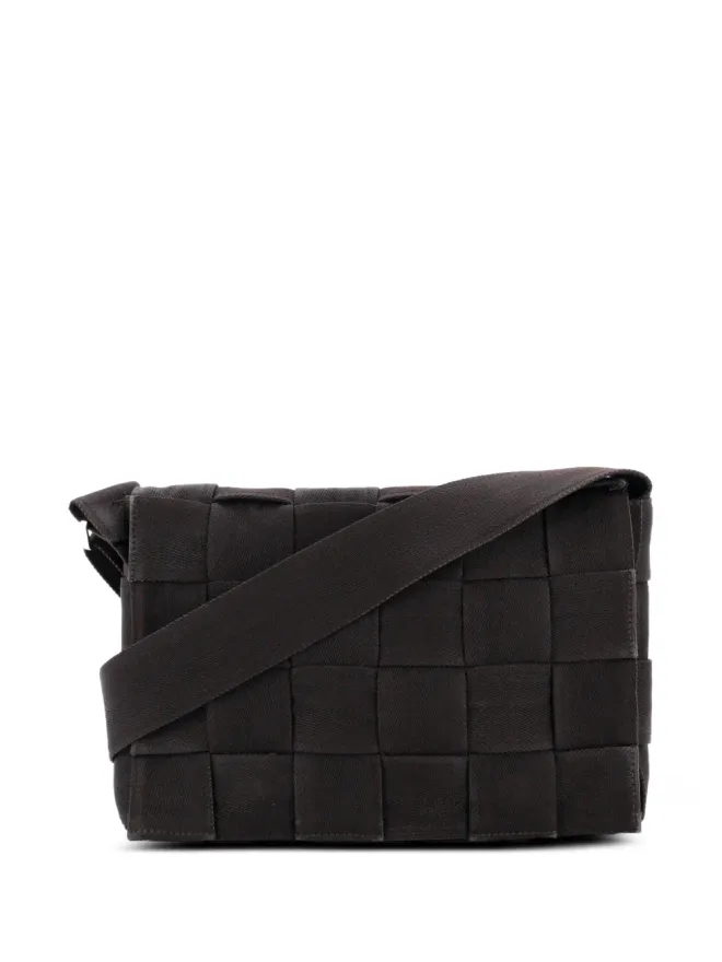 Bottega Veneta Pre-Owned Bottega Veneta ビンテージ カセットクロスボディバッグ マキシ インテリエッタ ウェブド キャンバス ラージショルダーバッグ ブラウンの商品画像