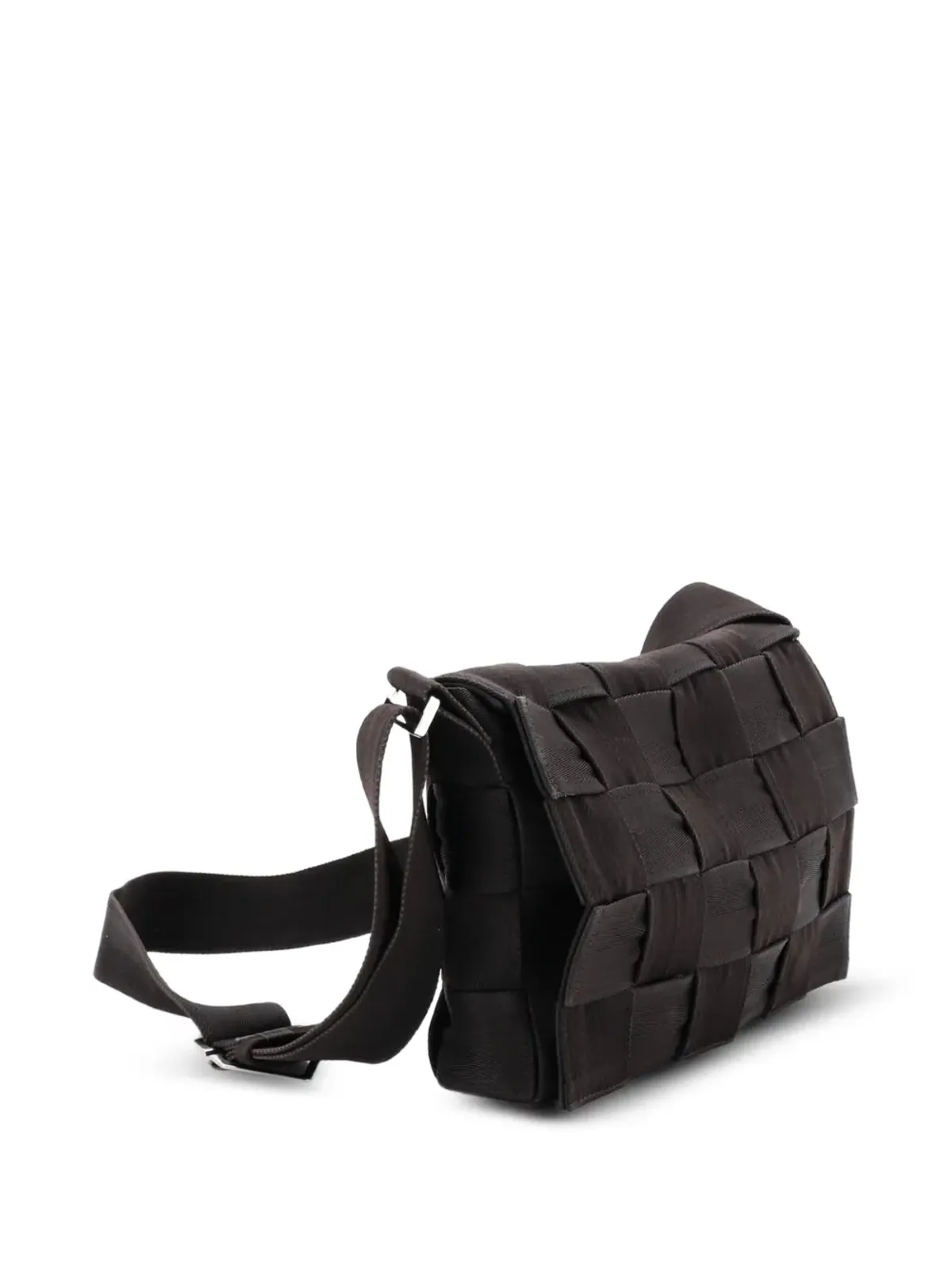 Bottega Veneta ビンテージ カセットクロスボディバッグ マキシ インテリエッタ ウェブド キャンバス ラージショルダーバッグ ブラウン - 画像3