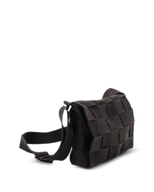Bottega Veneta ビンテージ カセットクロスボディバッグ マキシ インテリエッタ ウェブド キャンバス ラージショルダーバッグ ブラウン - サムネイル3