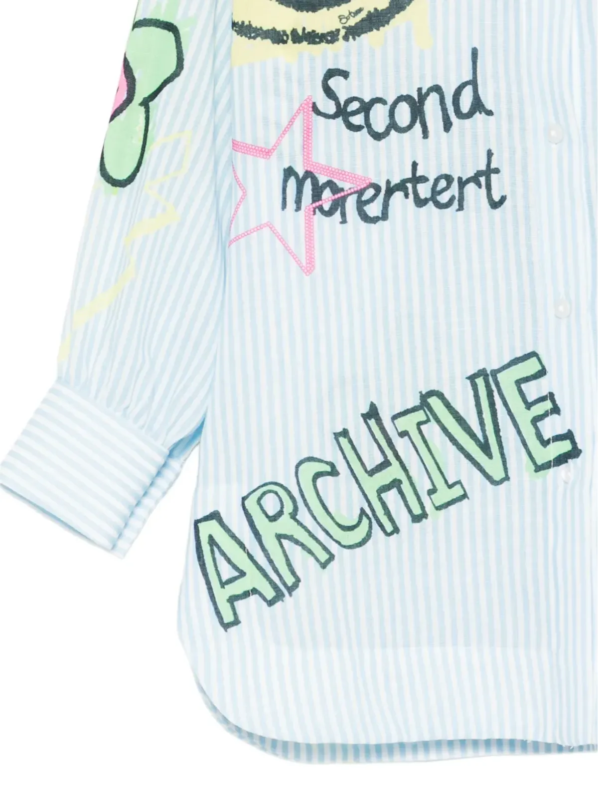 Miss Grant Kids striped-pattern graphic shirt - Blue - 画像3
