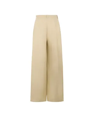 120% Lino ベージュのワイドレッグパンツ - サムネイル2