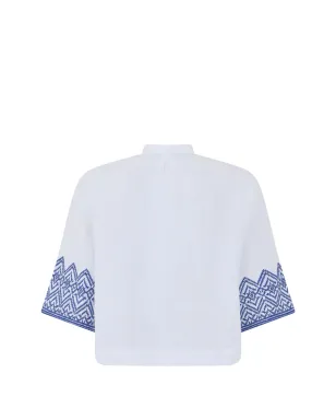 120% Lino 刺繍入りシャツ - White - サムネイル2