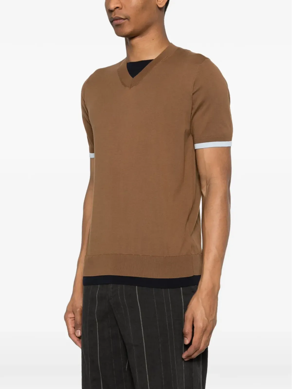 Paolo Pecora Vネック パネルドTシャツ - 画像3