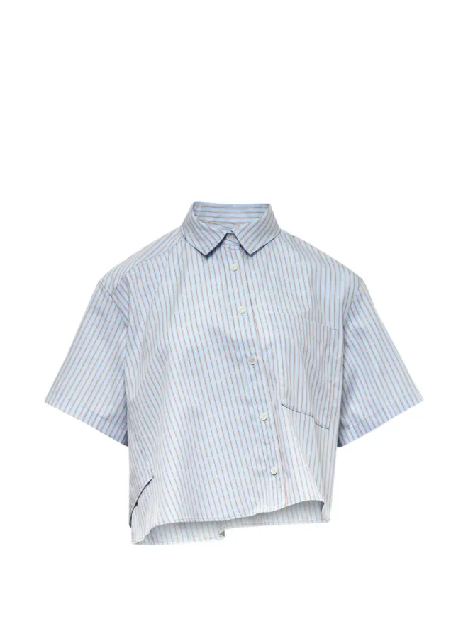 RE CODE RE CODE アシンメトリーストライプ クロップドシャツの商品画像