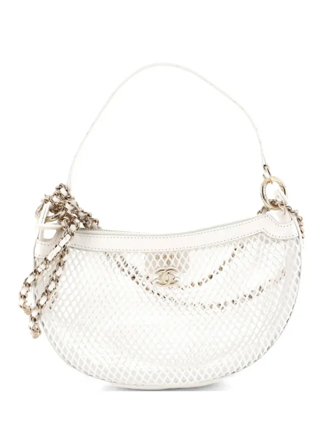 CHANEL Pre-Owned CHANEL Pre-Owned ハーフムーン チェーンメッシュ キルテッドラムスキン クラッチバッグ - ホワイトの商品画像