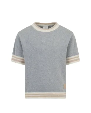 Eleventy Kids striped knitted T-shirt - Blue - サムネイル1