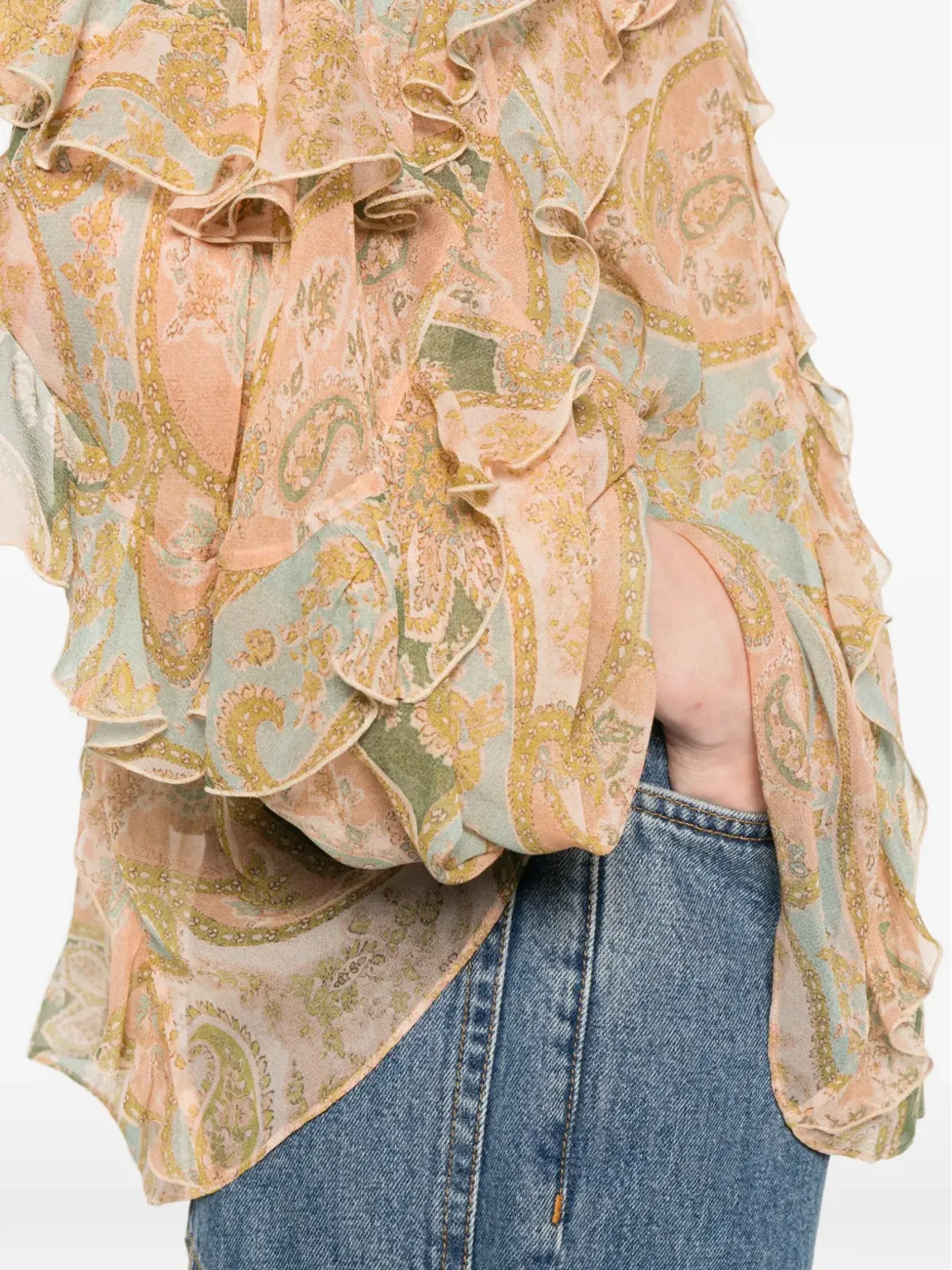 ZIMMERMANN Luna Flutter ラッフルペイズリーブラウス - ニュートラルカラー - 画像5