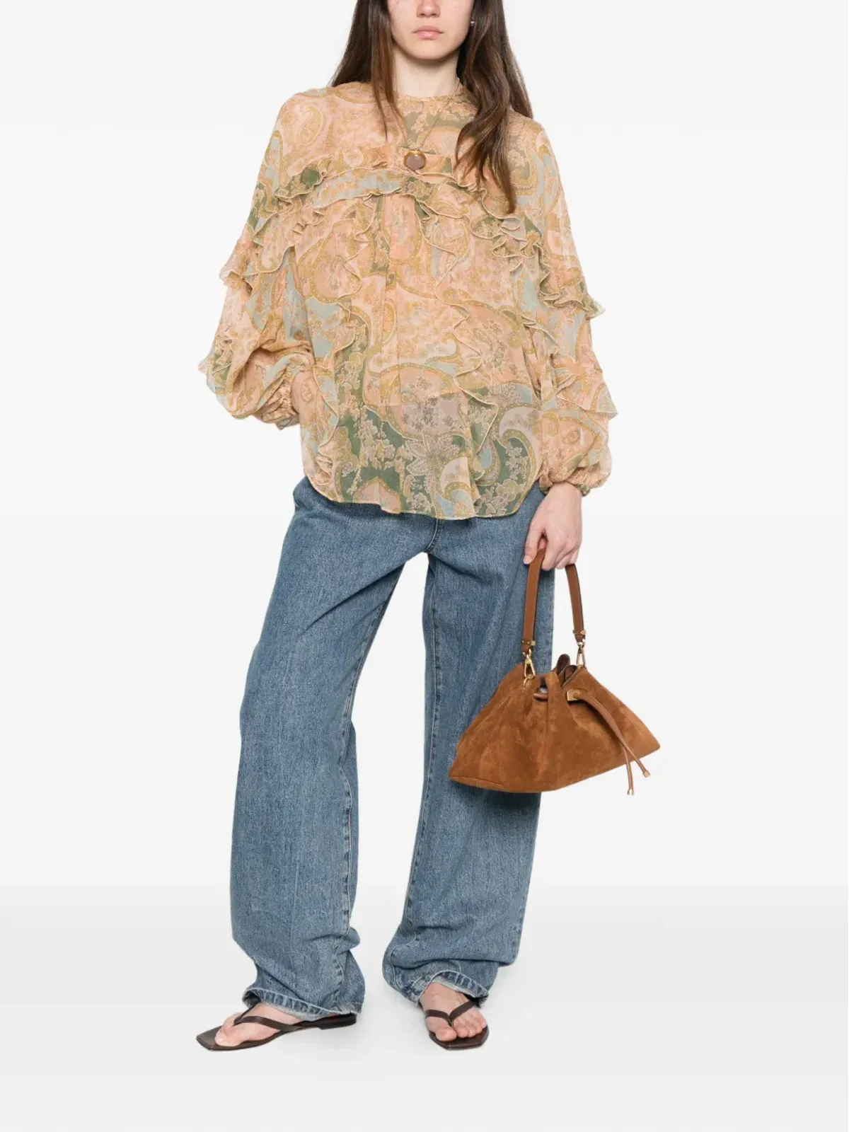ZIMMERMANN Luna Flutter ラッフルペイズリーブラウス - ニュートラルカラー - 画像2