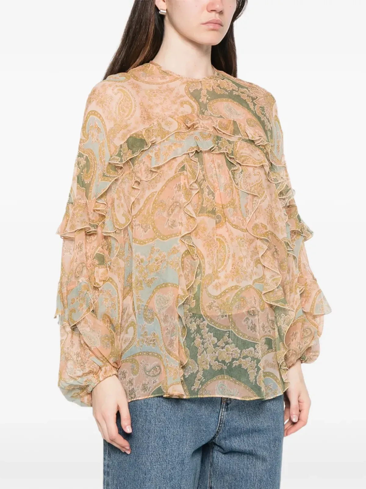 ZIMMERMANN Luna Flutter ラッフルペイズリーブラウス - ニュートラルカラー - 画像3