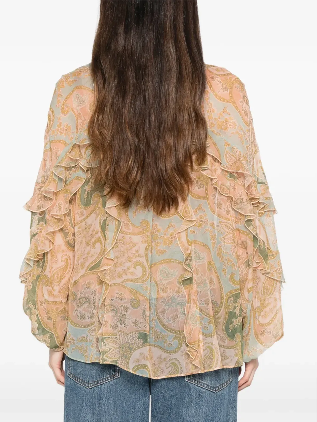 ZIMMERMANN Luna Flutter ラッフルペイズリーブラウス - ニュートラルカラー - 画像4