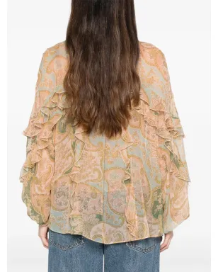 ZIMMERMANN Luna Flutter ラッフルペイズリーブラウス - ニュートラルカラー - サムネイル4