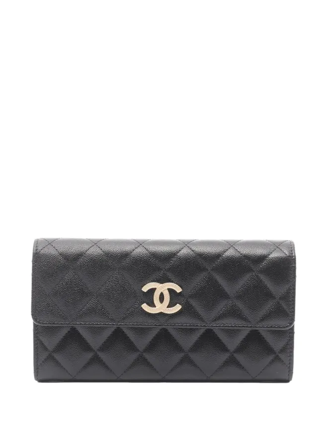 CHANEL Pre-Owned CHANEL Pre-Owned キルテッド キャビアレザー バイフォールド ロング ウォレット - ブラックの商品画像