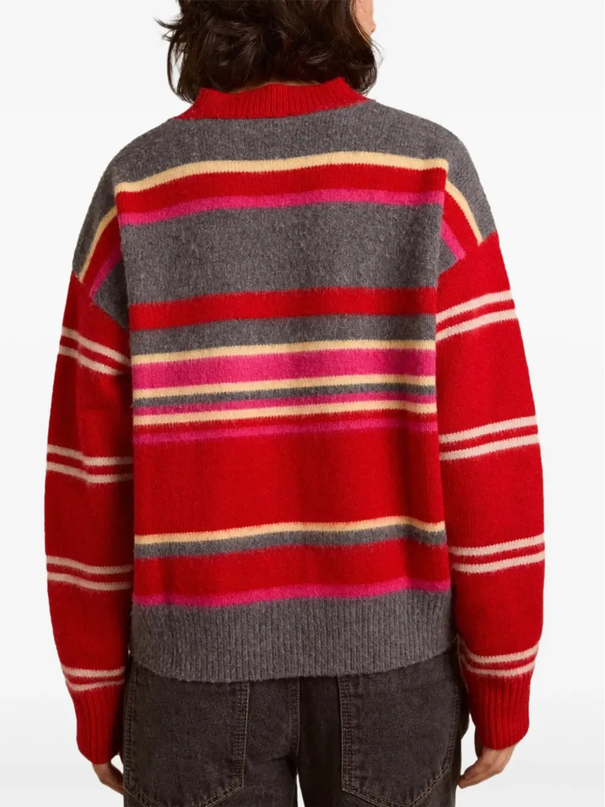 DAMSON MADDER striped V-neck sweater - Red - 画像2
