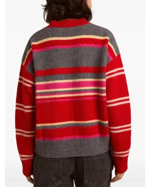 DAMSON MADDER striped V-neck sweater - Red - サムネイル2