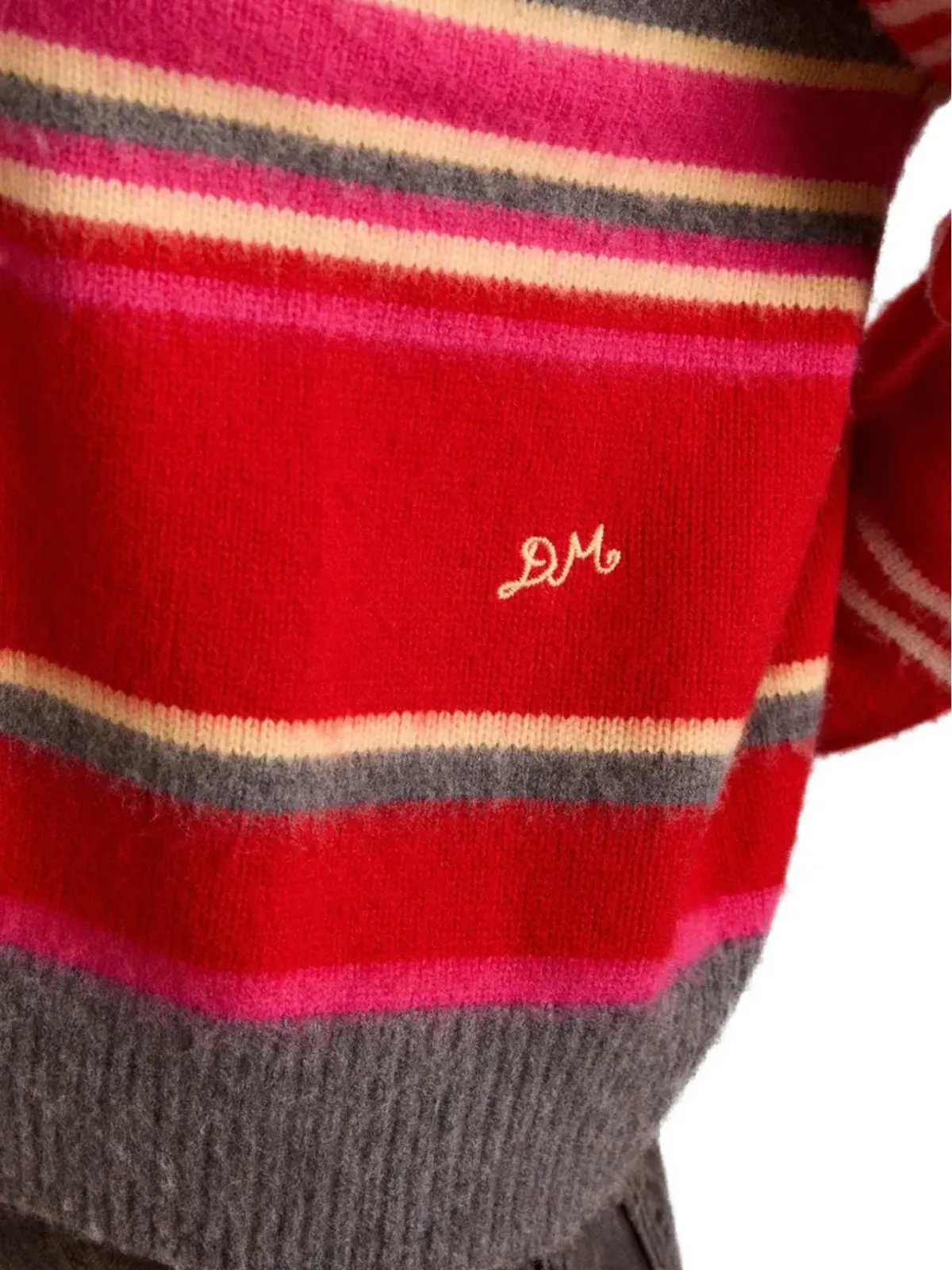 DAMSON MADDER striped V-neck sweater - Red - 画像3