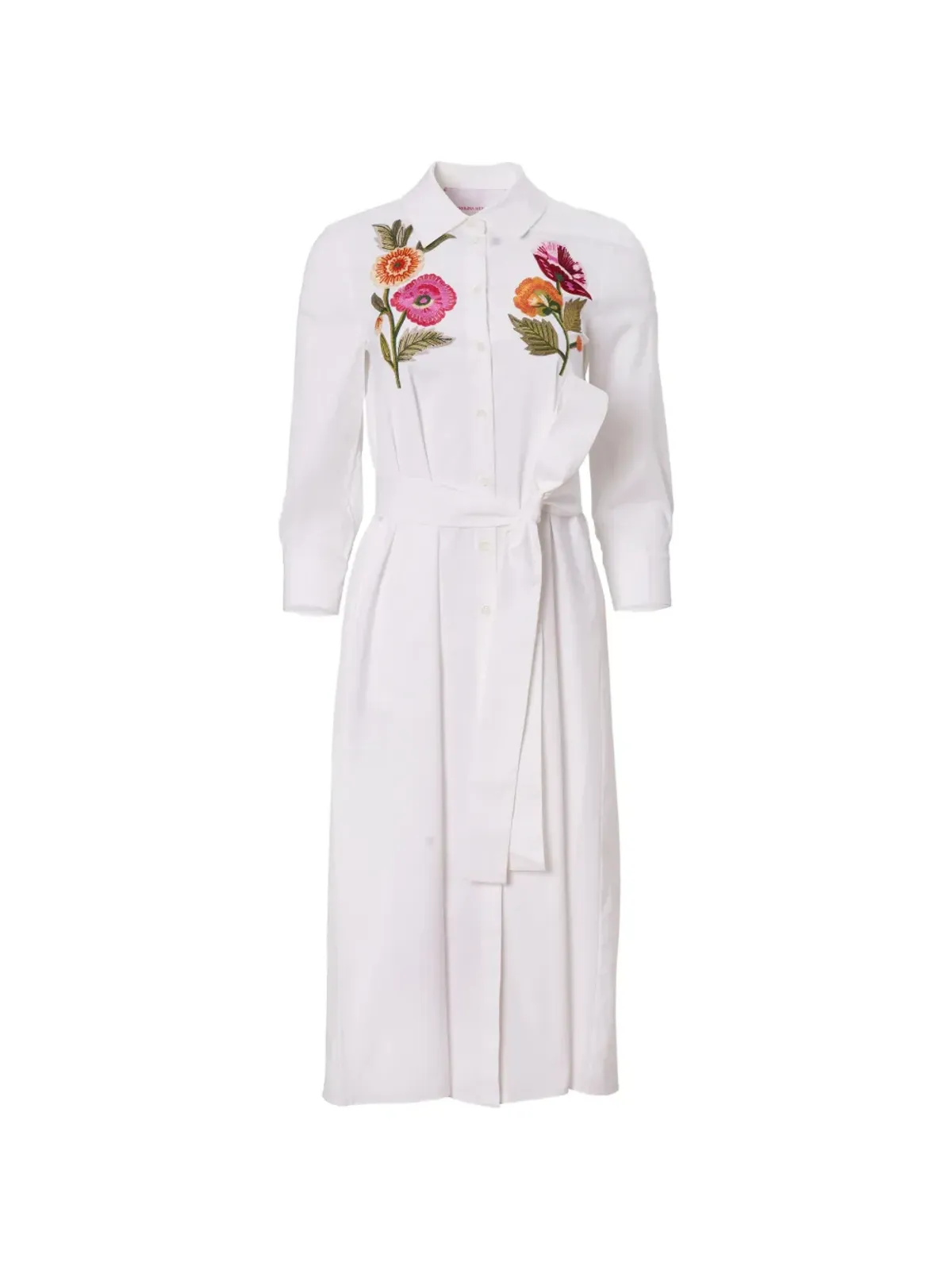 Carolina Herrera 刺繍入りシャツドレス ベルト付き - 画像1