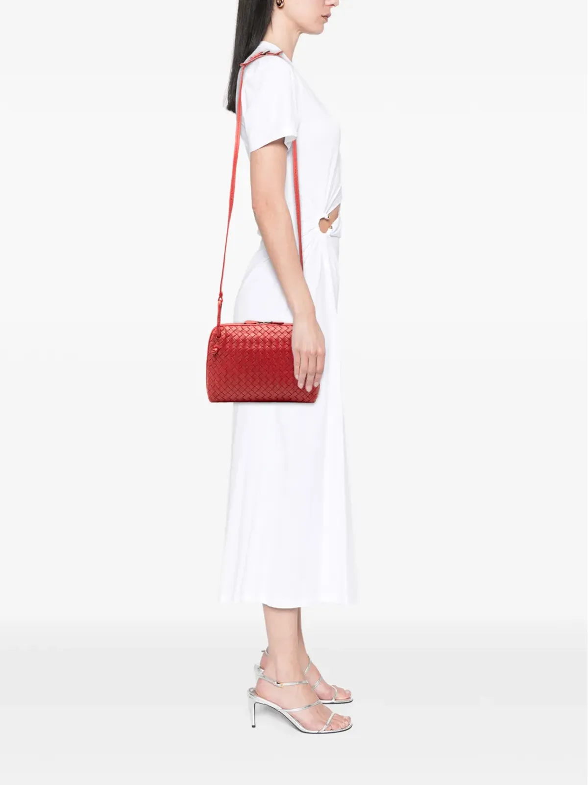Bottega Veneta ビンテージ ナッパ・イントレッチャート ノディーニ クロスボディバッグ - レッド - 画像2