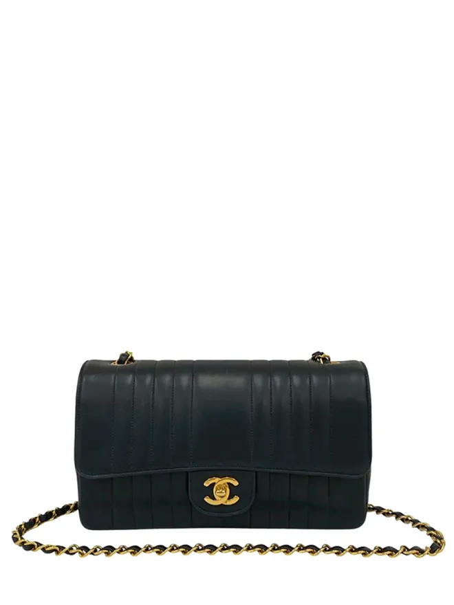 CHANEL Pre-Owned CHANEL Pre-Owned 1991-1994 CC 縦型キルティングラムスキン マドモアゼル・フラップ クロスボディバッグ - ブルーの商品画像