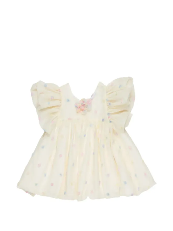 Miss Grant Kids Miss Grant Kids フリル付きポルカドットドレス - Neutralsの商品画像