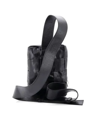 Bottega Veneta ビンテージ カセット・スリング・マキシ・イントレッチァート・レザー・クロスボディバッグ - ブラック - サムネイル2
